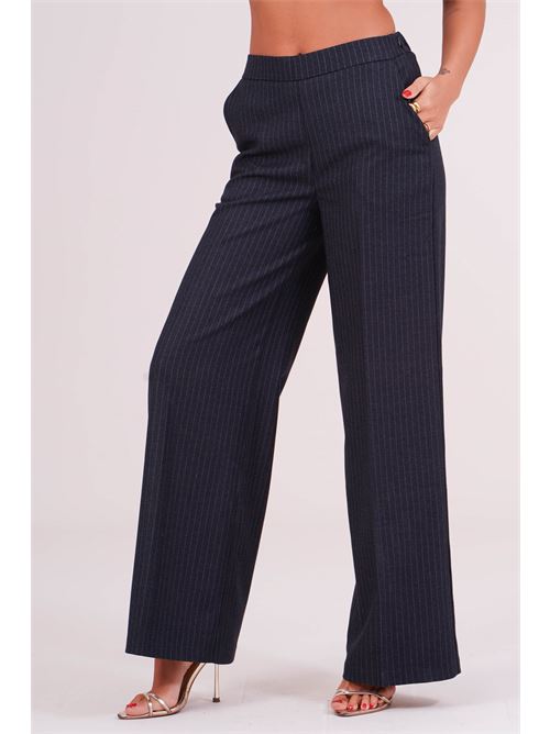 Pantalone palazzo gessato Luckylu Milano | PA80PNNAVY